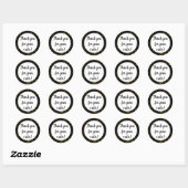 Sticker Rond Marbre noir et or Merci (Feuille)