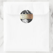 Sticker Rond Marbre noir faux or gris texture métallique chic (Sac)