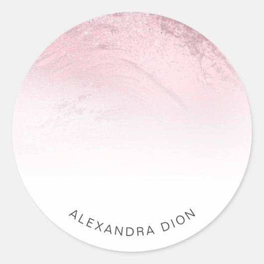 Sticker Rond Marbre pailleté or rose minimal élégant (Devant)
