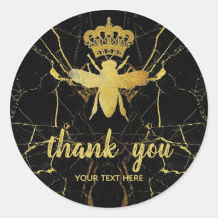 Sticker Rond Marbre personnalisé QUEEN BEE Petite entreprise Me