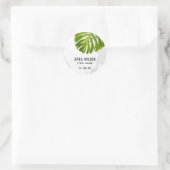 STICKER ROND MARBRE PIERRE VERT MONSTERA FEUILLE PRIX FOLIAGE (Sac)