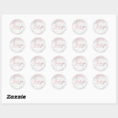 Sticker Rond Marbre PixDezine/Rose  or Confetti Merci (Feuille)