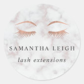 Sticker Rond Marbre & Rose Gold Lashes & Brows Beauté (Devant)