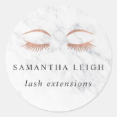 Sticker Rond Marbre & Rose Gold Lashes & Brows Beauté (Devant)