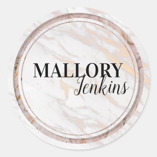 Sticker Rond Marbre rose Iridescente (Devant)