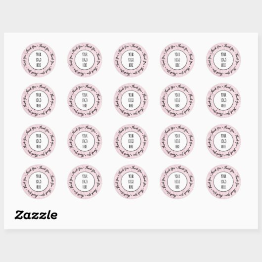 Sticker Rond Marbre rose Merci (Feuille)