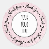 Sticker Rond Marbre rose Merci (Devant)