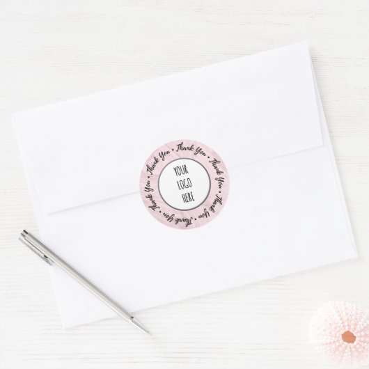 Sticker Rond Marbre rose Merci (Enveloppe)