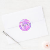 Sticker Rond Marbré rose violet Turquoise (Enveloppe)