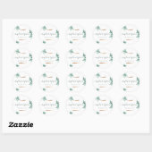 Sticker Rond Marbre vert Emeraude & Mariage d'eucalyptus or (Feuille)