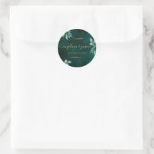Sticker Rond Marbre vert Emeraude & Mariage d'eucalyptus or (Sac)