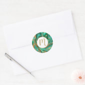 Sticker Rond Marbre vert et or liquide (Enveloppe)