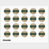 Sticker Rond Marbre vert et or Mariage (Feuille)
