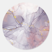 Sticker Rond Marbre Violet et Or (Devant)