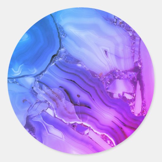 Sticker Rond Marbre Violet Exotique (Devant)