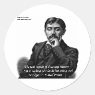 Sticker Rond Marcel Proust & Citation célèbre
