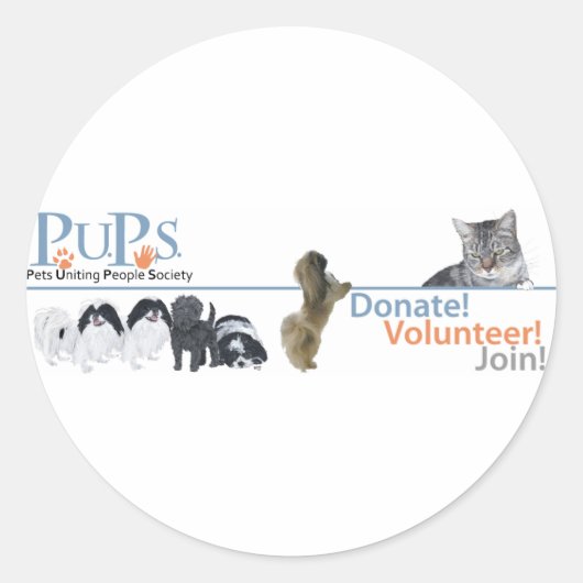 Sticker Rond Marchandise de logo de PUPs (Devant)