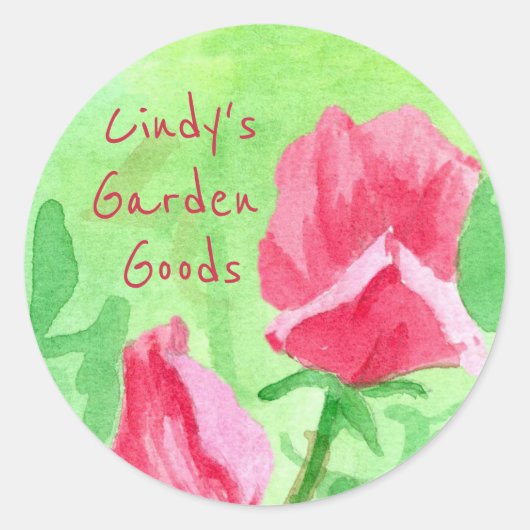 Sticker Rond Marchandises de jardin Pois doux roses (Devant)