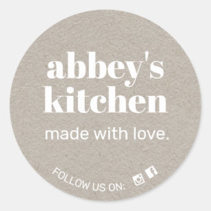 Sticker Rond Marchandises faites maison Ajouter votre logo Gris