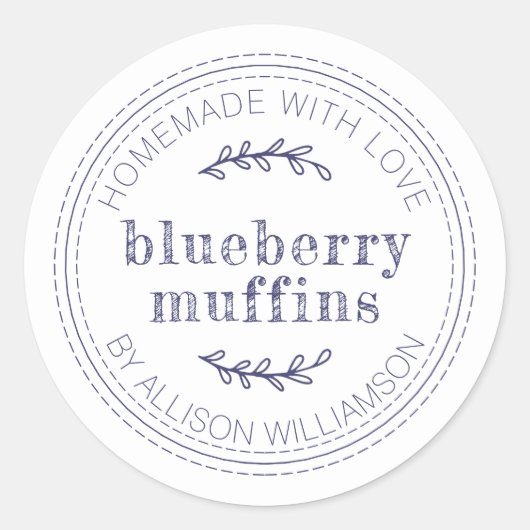 Sticker Rond Marchandises Rustiques faites maison au four Muffi (Devant)