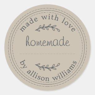 Sticker Rond Marchandises Rustiques faites maison confiture Can