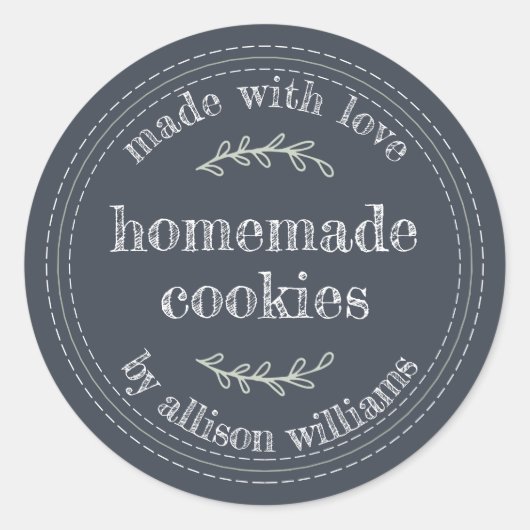 Sticker Rond Marchandises Rustiques faites maison Cuisines Bleu (Devant)