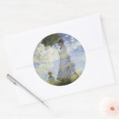 Sticker Rond Marche, dame avec un Parasol (Enveloppe)