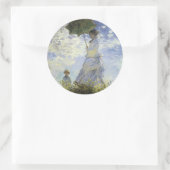 Sticker Rond Marche, dame avec un Parasol (Sac)