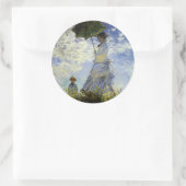 Sticker Rond Marche, dame avec un Parasol (Sac)