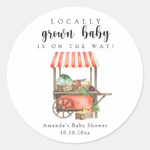 Sticker Rond Marché de bébé de producteurs locaux Panier Cadeau