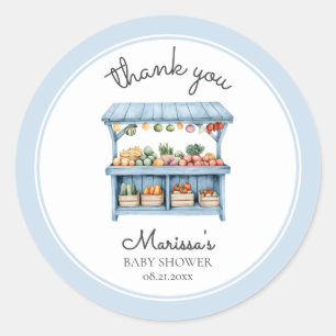 Sticker Rond Marché de fermiers Merci Baby Shower