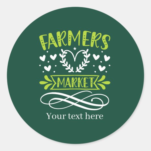 Sticker Rond Marché de fermiers mignon ajouter du texte  (Devant)