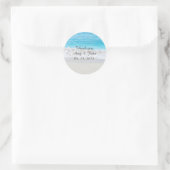 Sticker Rond Marche de mariage de plage enregistrer la date pla (Sac)