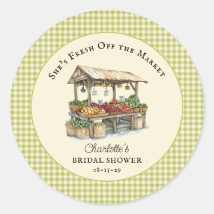 Sticker Rond Marché de producteurs frais Mariage Fête de marché