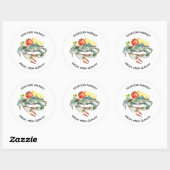 Sticker Rond Marché des fruits de mer Commerce Crabe Aquarelle (Feuille)