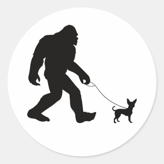 Sticker Rond Marche des pieds Bigfoot Chihuahua (Devant)