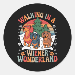 Sticker Rond Marche super Dans Un Wonderland Wiener Dachshund T