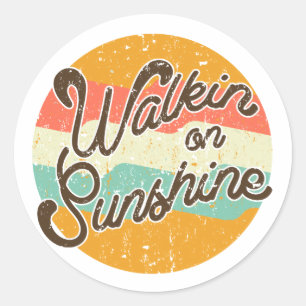 Sticker Rond Marche sur Sunshine Retro