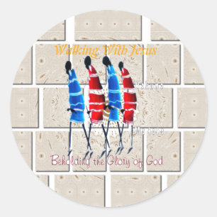 Sticker Rond Marcher Avec Jésus Hakuna Matata Inspiré Beautifu