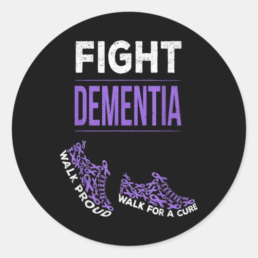 Sticker Rond Marcher Pour Une Démence Cure Sensibilisation Ribb (Devant)