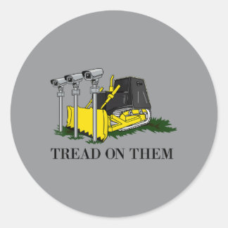 Sticker Rond Marcher Sur Bulldozer Drôle Hommes Femmes De Const