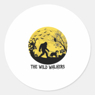 Sticker Rond Marcheurs Sauvages Bigfoot Bernese Halloween Hau