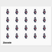 Sticker Rond Marching Band Gray Cat Drum Navy Blue Red (Feuille)