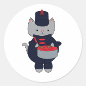 Sticker Rond Marching Band Gray Cat Drum Navy Blue Red (Devant)