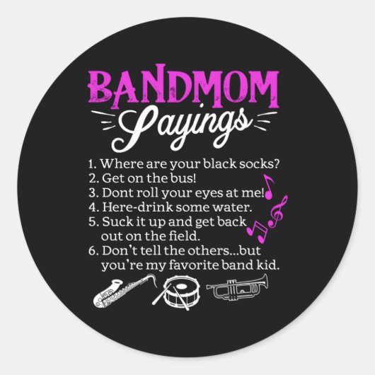 Sticker Rond Marching Bands Band Maman For Marching Band Mom (Devant)