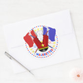 Sticker Rond Marching de Majorette, blanc rouge et bleu, Sticke (Enveloppe)