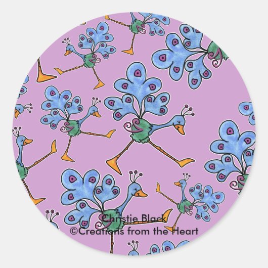 Sticker Rond Marching Peacock collage (Devant)