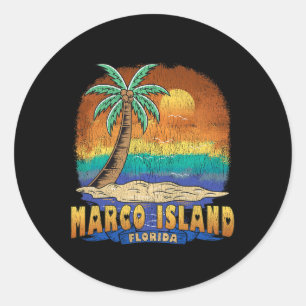 Sticker Rond Marco Island Florida Vintage Souvenir dévêtu