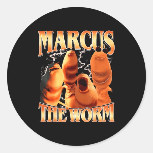 Sticker Rond Marcus The Worm Bootleg Pour Hommes Femmes Meme Fa (Devant)