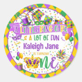 Sticker Rond Mardi Gras 1er anniversaire (King Cake & Fun) (Devant)